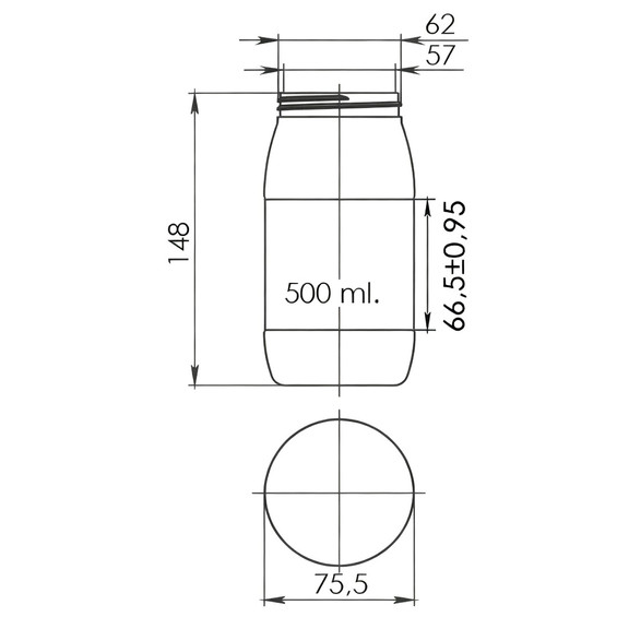 Банка ПЕТ 500/63-2 - 500 мл (герметична гвинтова кришка)