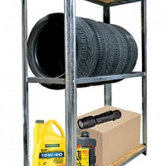 Стеллаж для гаража с оцинкованными полками для шин 3000х1150х500 (2 шин+4 мет)